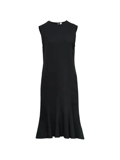 Totême Fluted Sleeveless Midi Dress In Black