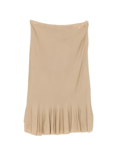 Totême Fluted-hem Knitted Midi Skirt In Brown