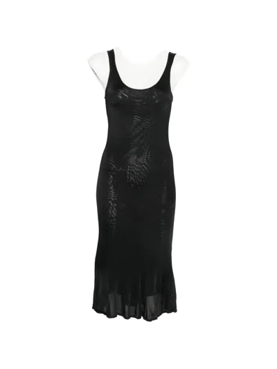 Totême Fluted Hem Sleeveless Midi Dress In Black