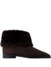 Totême Toteme Shearling-trimmed Suede Ankle Boots In Brown
