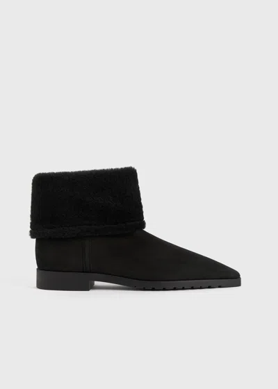 TOTÊME FOLD-DOWN SHEARLING BOOTS BLACK