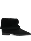 Totême Fold Down Shearling Suede Ankle Boots In Black