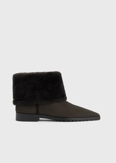 Totême Fold-down Shearling Boots Pepper In Brown