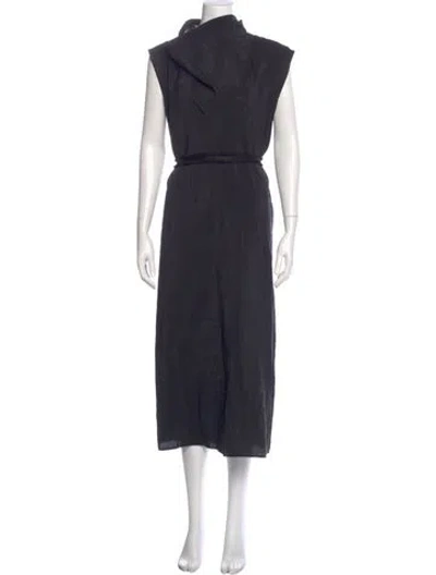 Pre-owned Totême Folded Neck Dress Long Dress In Gray