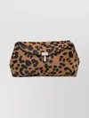 Totême Foldover Top Leopard-print Clutch Bag Metal Hardware In Brown