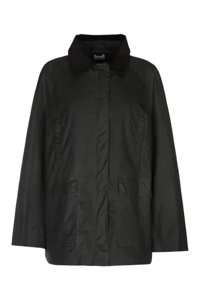 Totême Toteme Forest Green Waxed Cotton Country Jacket In Transparent
