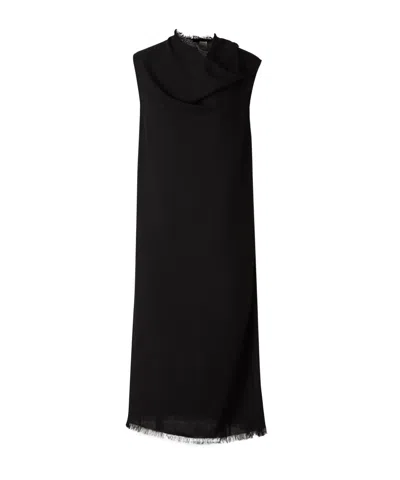 Totême Frayed Midi Dress In Black
