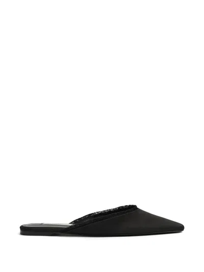 Totême Frayed Satin Lounge Slippers In Black