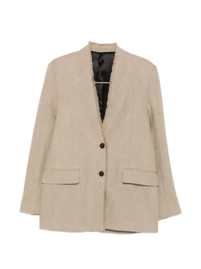Totême Toteme Linen Single-breasted Jacket In Brown
