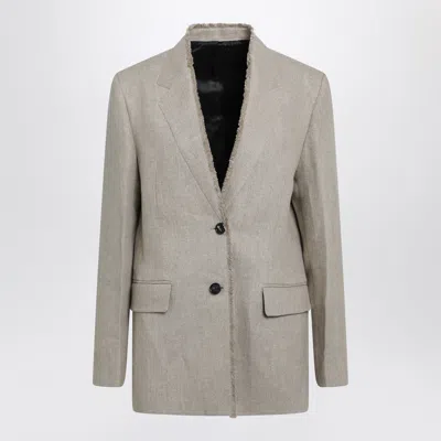 Totême Toteme Frayed-lapel Natural Linen Blazer In Beige