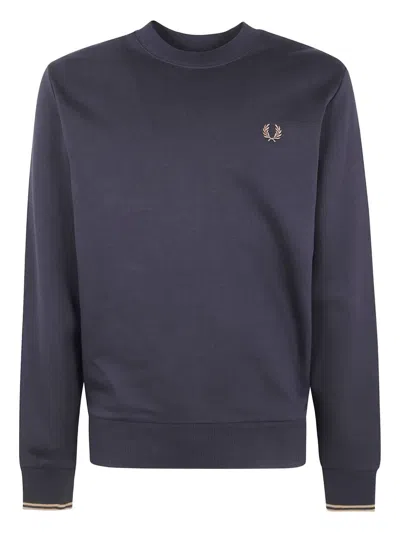 Totême "fred Perry" Crew Neck Sweatshirt In Blue