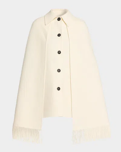 Totême Fringe Cape Coat In White