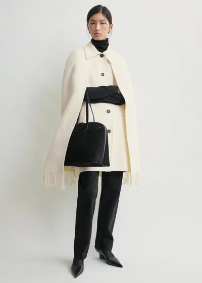 Totême Fringe Cape Coat Winter White