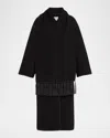 Totême Fringe Embroidered Scarf Wool Coat In Black