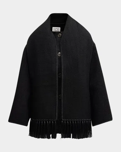 TOTÊME FRINGE EMBROIDERED SCARF WOOL JACKET
