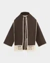 Totême Fringe Embroidered Scarf Wool Jacket In Brown