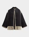 Totême Fringe Embroidered Scarf Wool Jacket In Multi