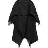 Totême Toteme Fringe High-low Wool Blend Poncho In Black