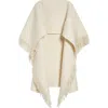 Totême Toteme Fringe High-low Wool Blend Poncho In White