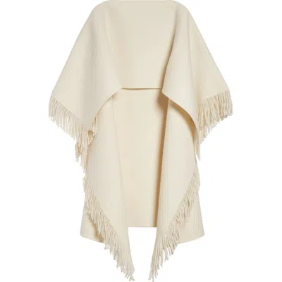 Totême Toteme Fringe High-low Wool Blend Poncho In White