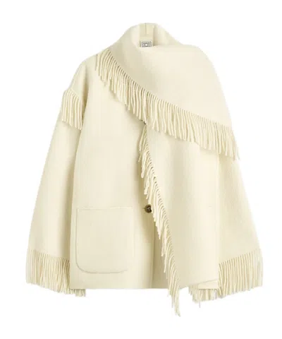 Totême Fringe High Neck Jacket In Neutral