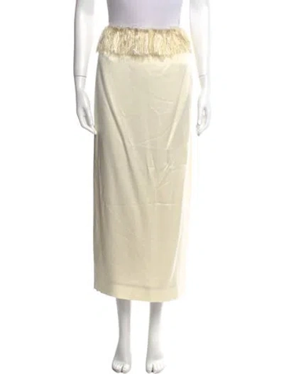 Pre-owned Totême Fringe Skirt Midi Length Skirt In Neutral