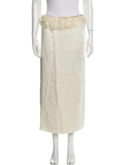 Pre-owned Totême Fringe Trim Accent Midi Length Skirt In Neutral
