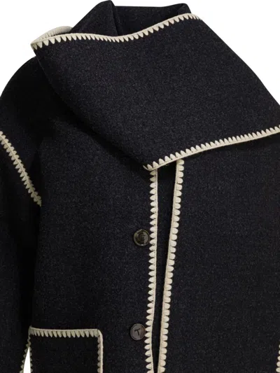 Totême Fringe Trim Coat In Black