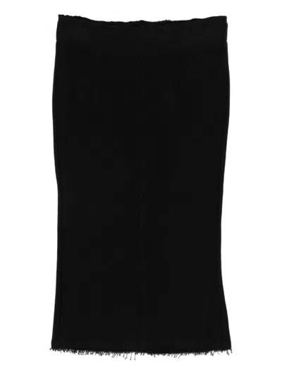 Totême Fringed Jersey Midi Skirt In Black