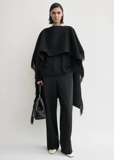 Totême Fringed Poncho Black
