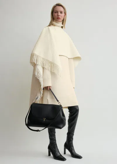 TOTÊME FRINGED PONCHO WINTER WHITE