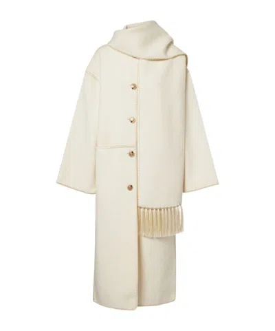 Totême Fringed Scarf Coat In White