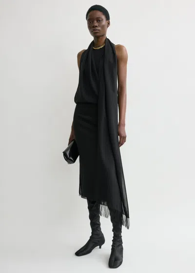 Totême Fringed Scarf Dress Black