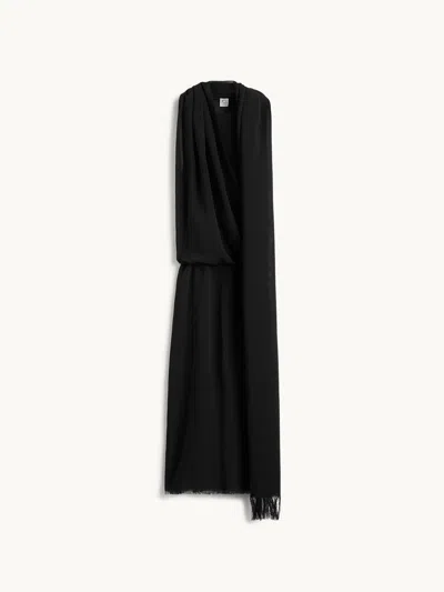 Totême Fringed Scarf Dress Black Eu40