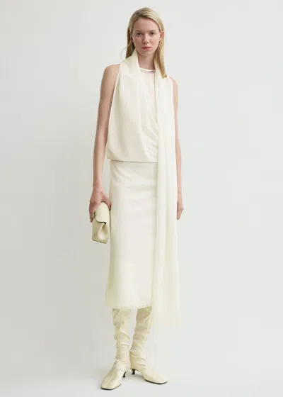 Totême Fringed Scarf Dress Milk In Neutral
