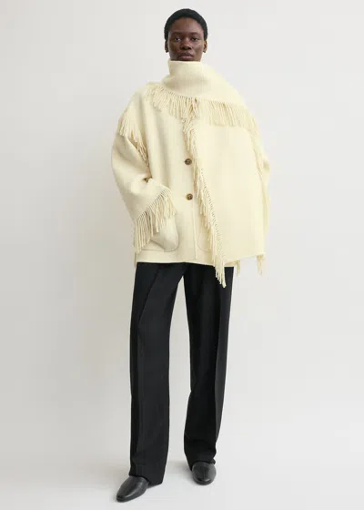 Totême Fringed Scarf Jacket Winter White In Yellow