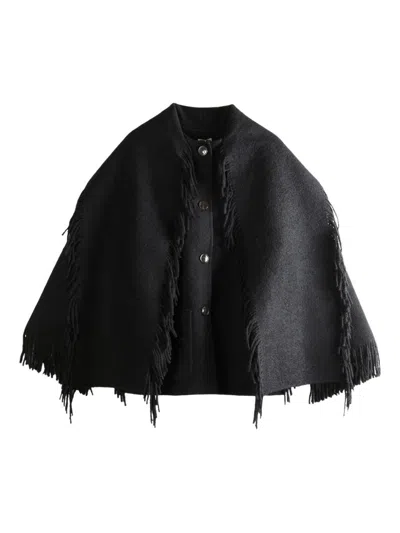 TOTÊME TOTEME FRINGED SCARF WOOL COAT
