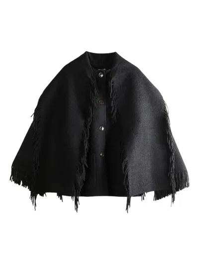 TOTÊME TOTEME FRINGED SCARF WOOL COAT