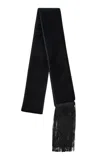 Totême Fringed Velvet Smoking Scarf In Black