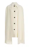 Totême Fringed Wool-blend Cape Coat In Neutral
