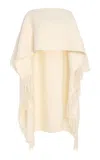 Totême Fringed Wool-blend Poncho In White