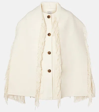 Totême Fringed Wool-blend Scarf Jacket In Neutral