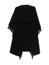 Totême Fringed Wool Poncho In Black