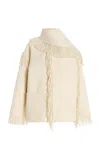 Totême Fringed Wool Scarf Jacket In White