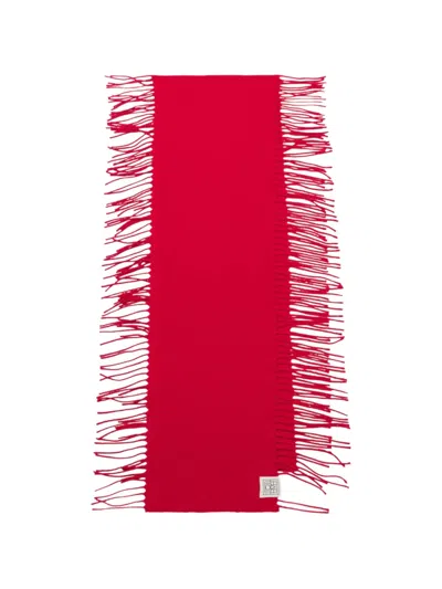 Totême Fringed-edge Scarf In Red