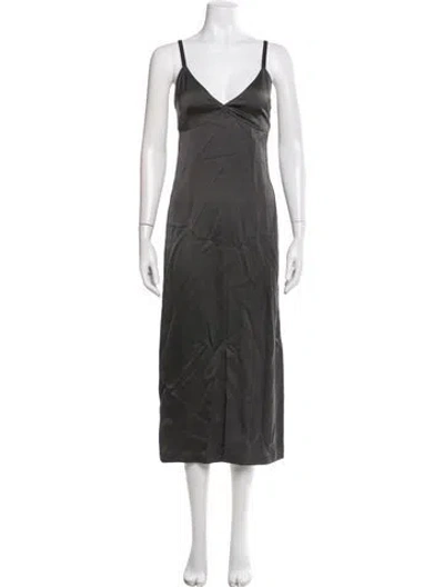 Pre-owned Totême Front-split Crepe Cami Long Dress In Gray