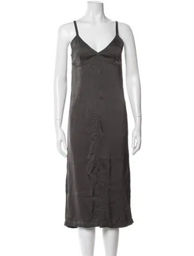Pre-owned Totême Front-split Crepe Cami Midi Length Dress In Gray