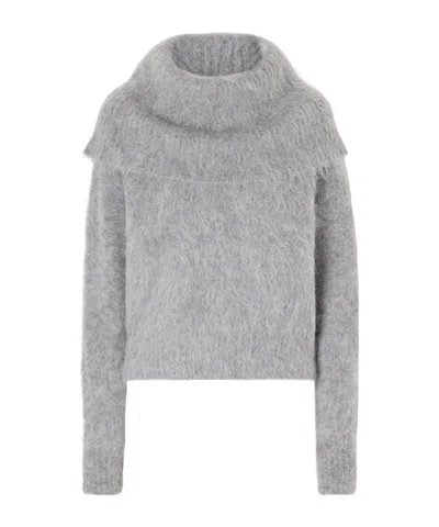 Totême Funnel Neck Blended Sweater In Gray