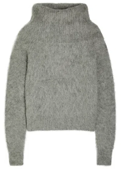 Totême Toteme Funnel-neck Brushed Alpaca-blend Jumper In Gray