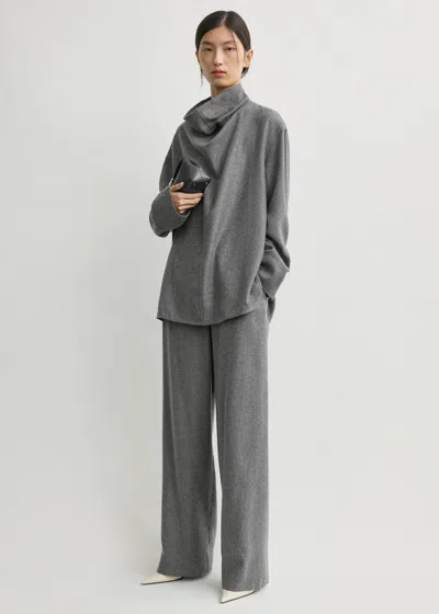 Totême Funnel-neck Flannel Top Grey Petite In Gray